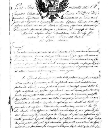 Preslik potvrde priznavanja bračkoga plemstva od Austrije iz 1798.godine.